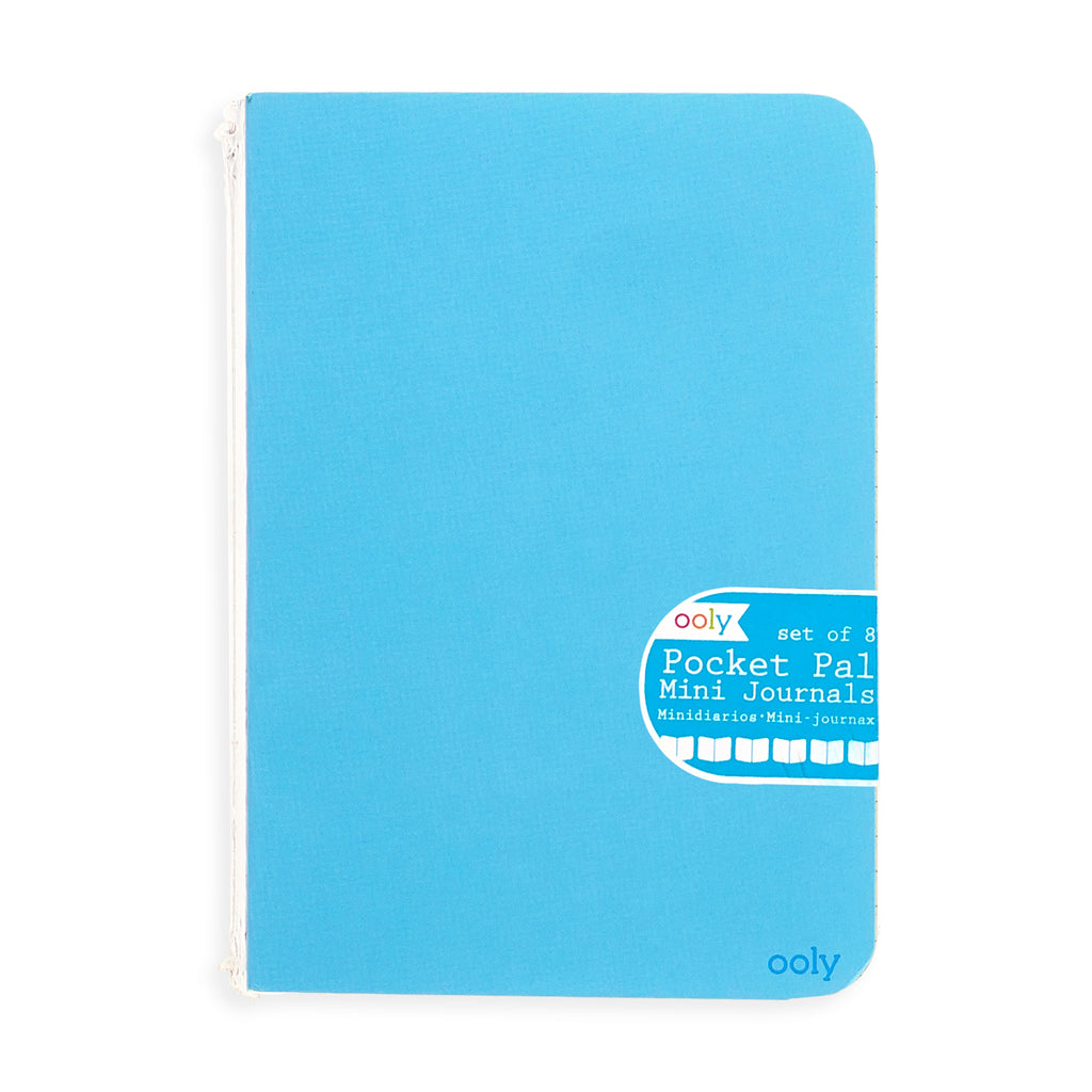 a close up of the light blue journal cover