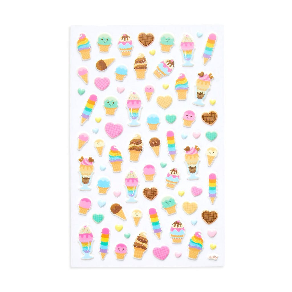 a variety of cute stickers showing different types of ice cream desserts