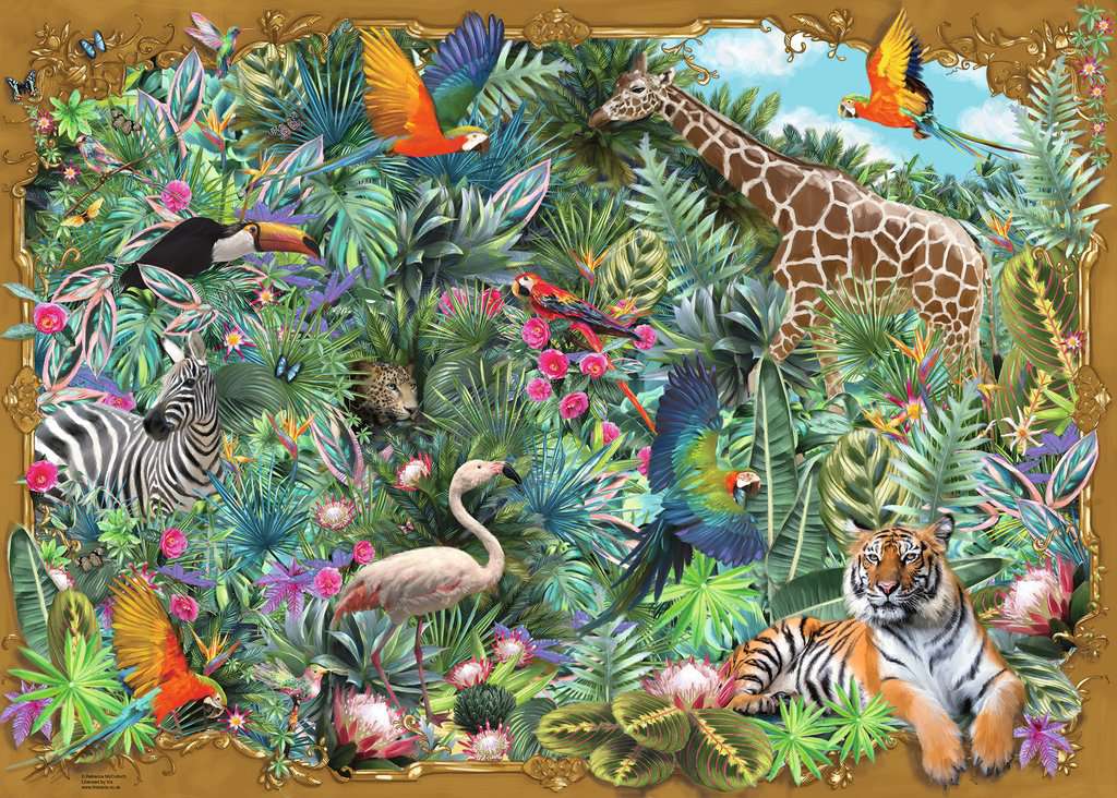 the puzzle art showing a variety of jungle animals