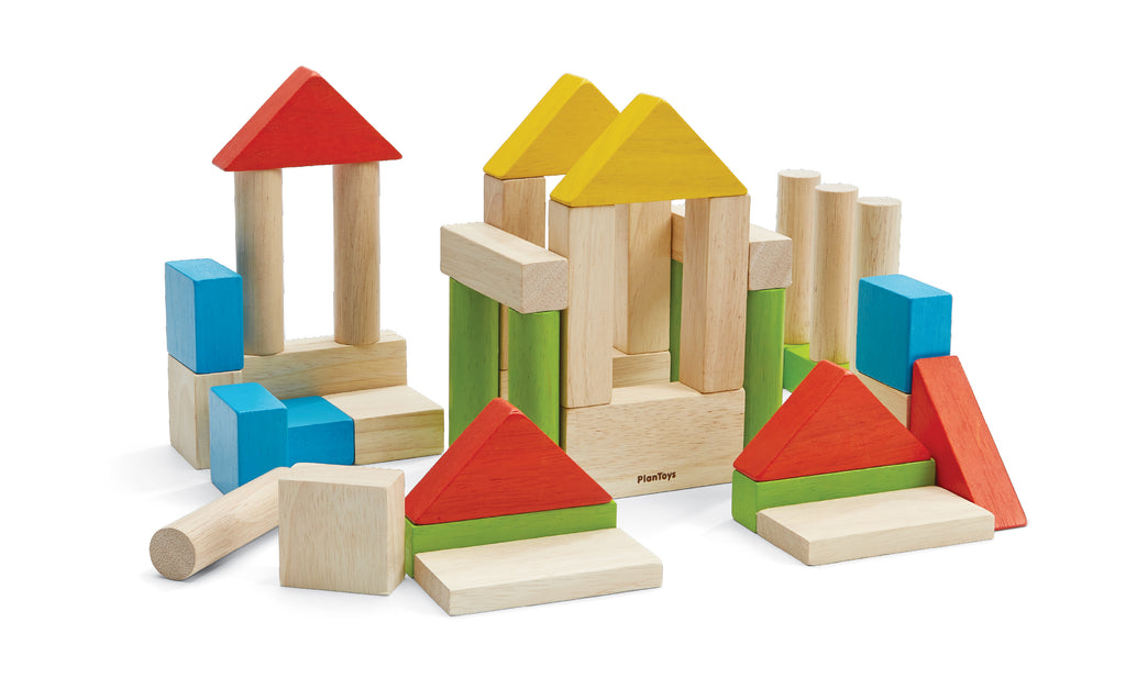 an assortment of colorful wooden blocks