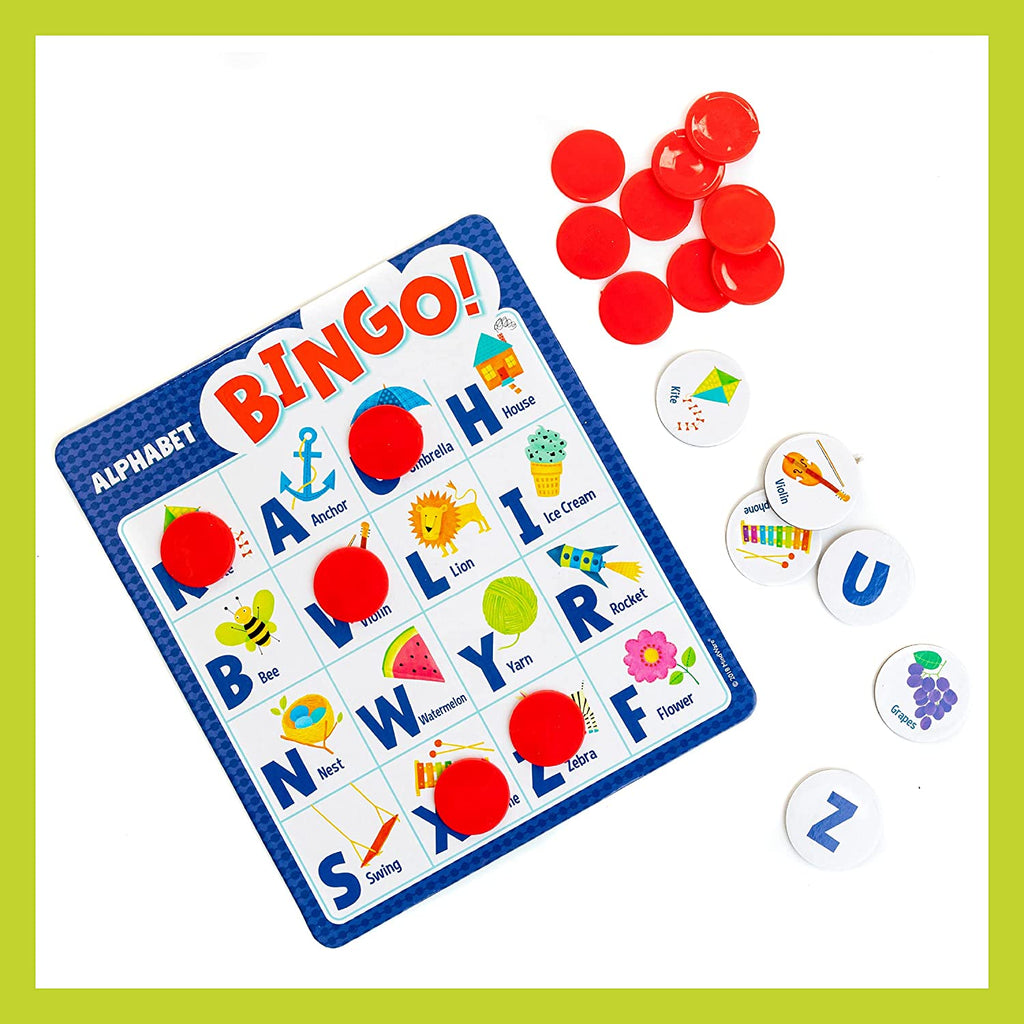 the bingo board with tokens