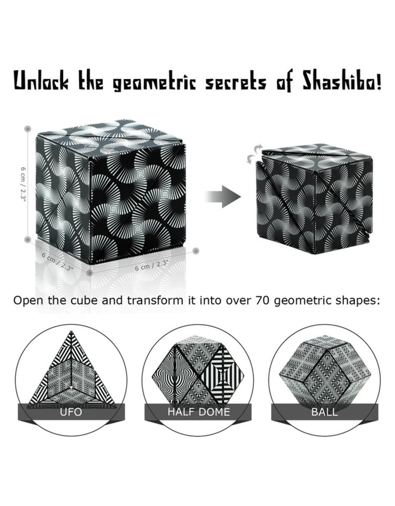 a graphic showing how the shashibo cube works