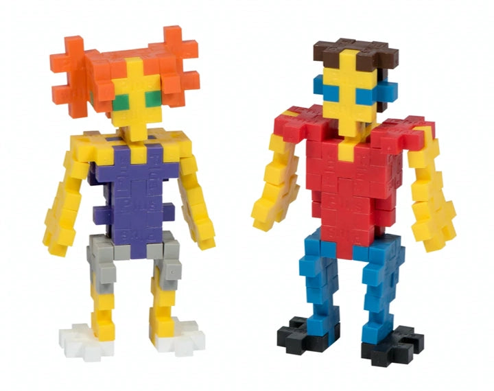two figures made from plus plus pieces