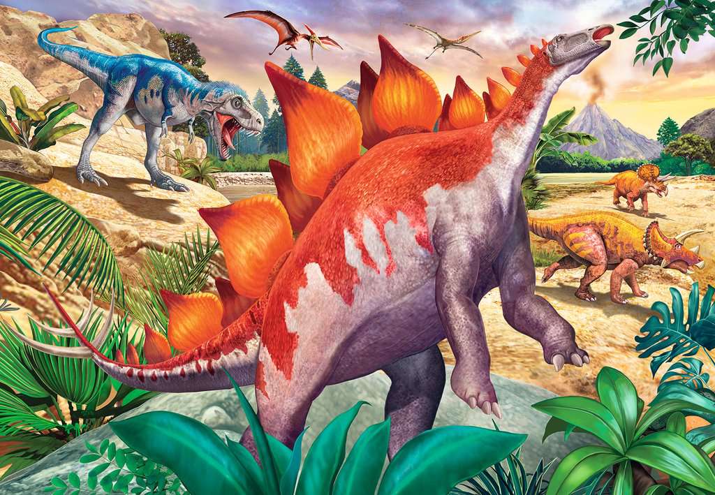 a puzzle showing various dinosaurs