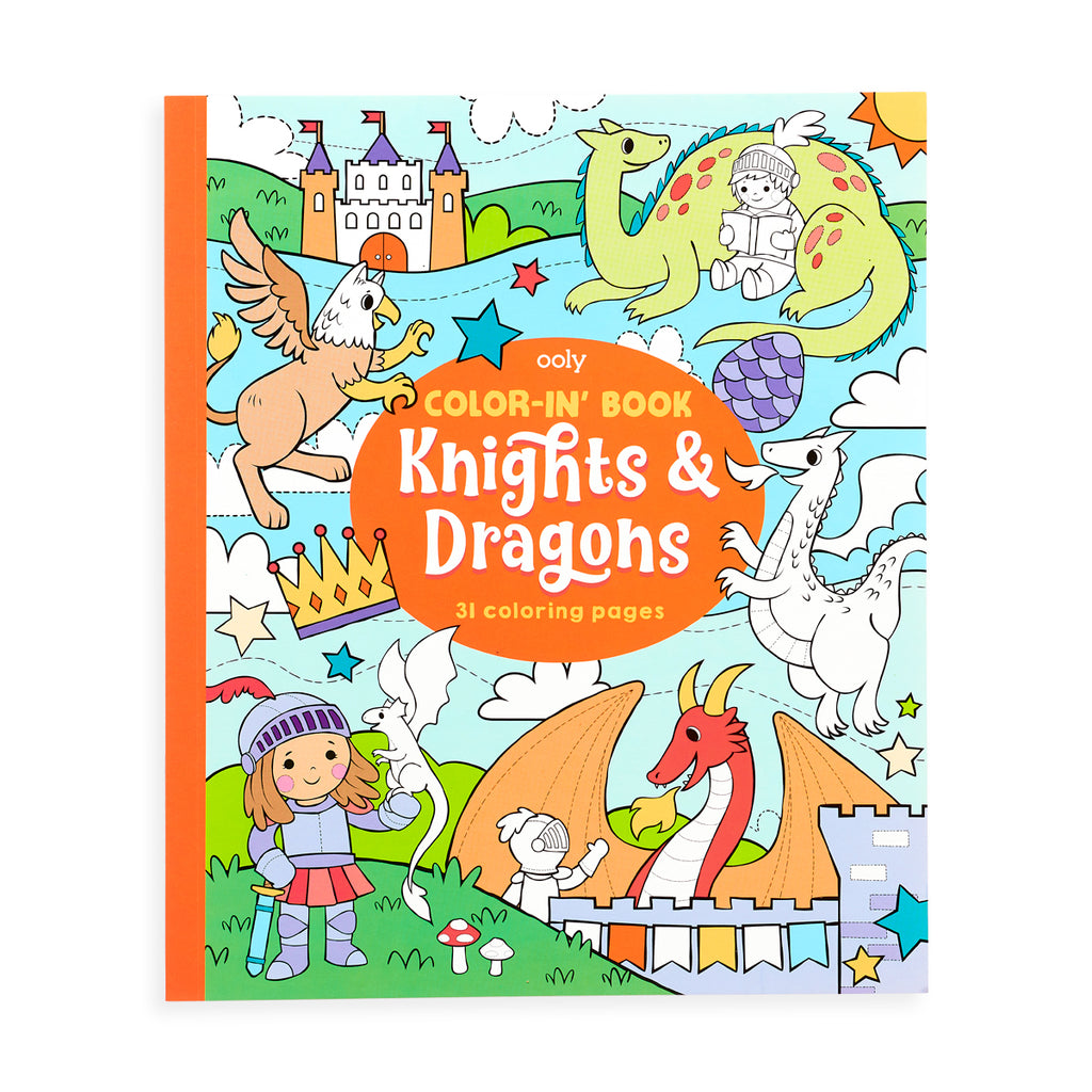 the cover showing cute dragons, knights, and a griffin
