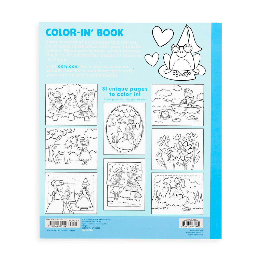 the back cover shows a variety of pages to color