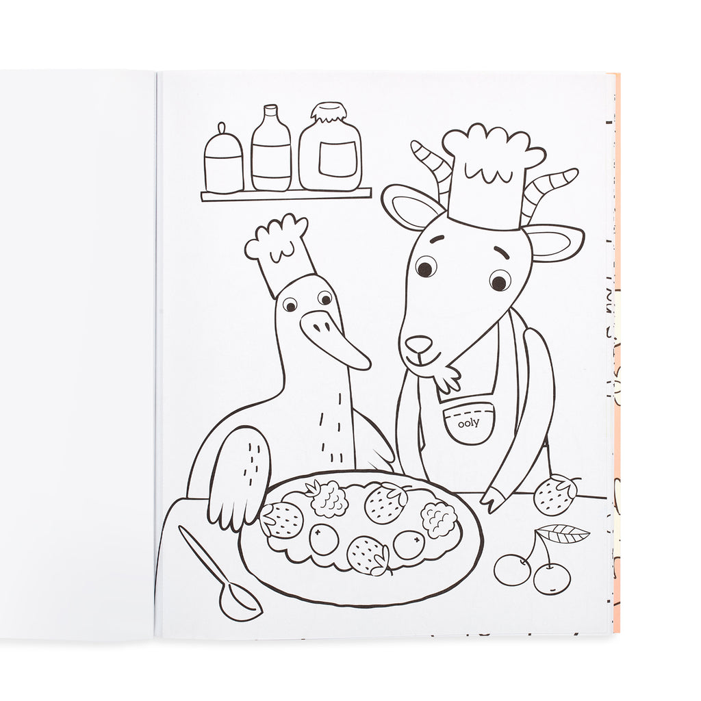 a page showing a goat and a goose baking