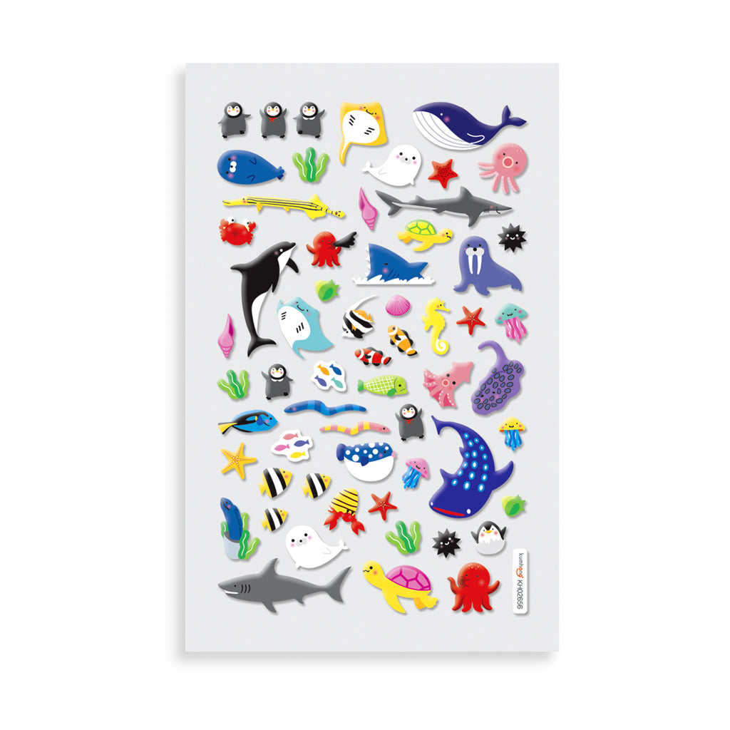 a variety of stickers of various marine life