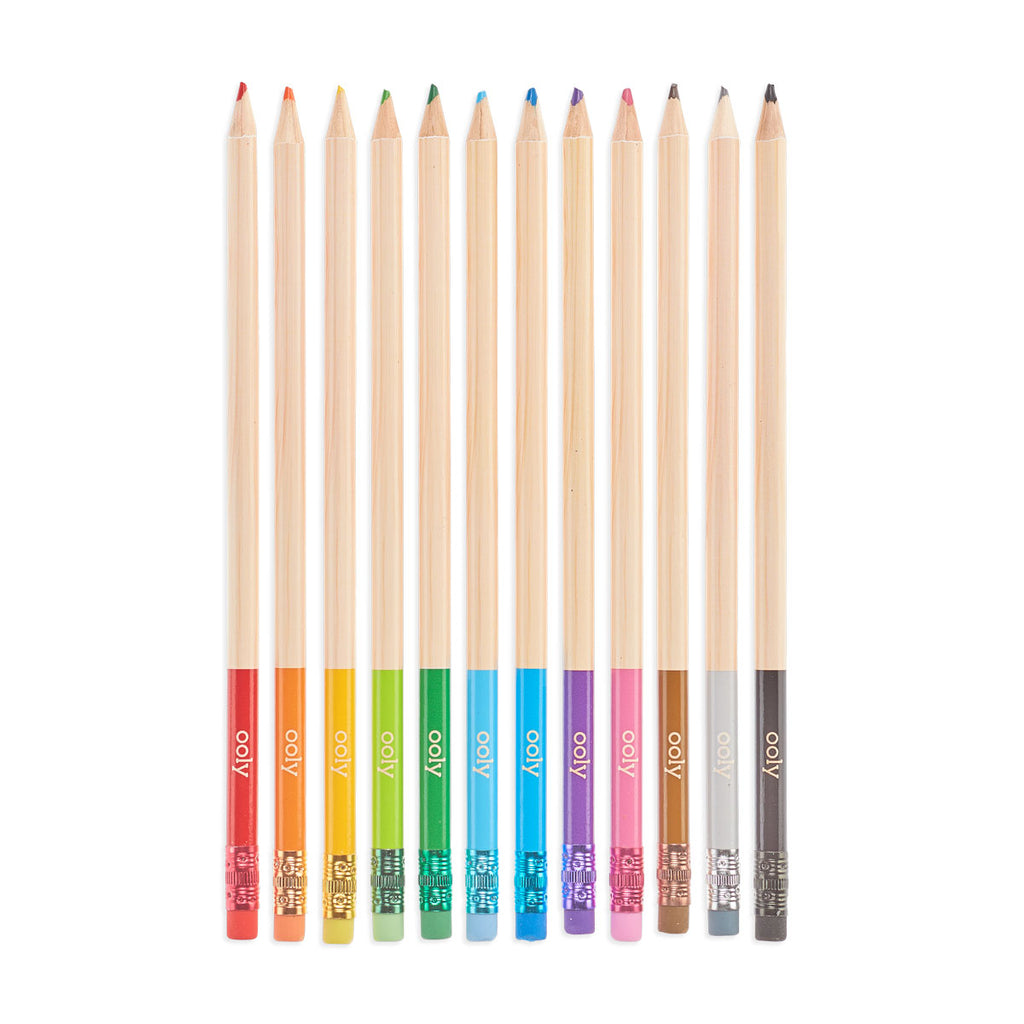 12 multicolored color pencils