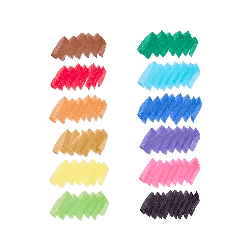 12 swatches of color