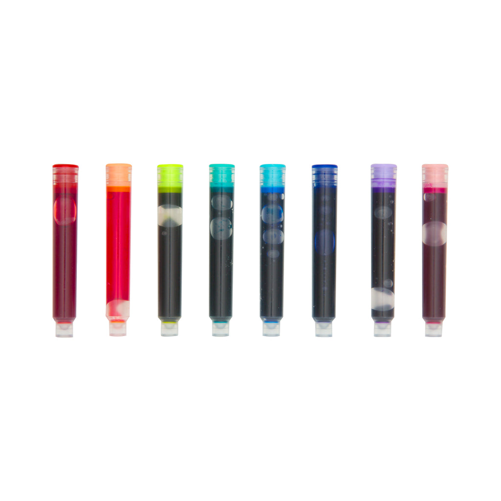 8 multicolored vials of ink