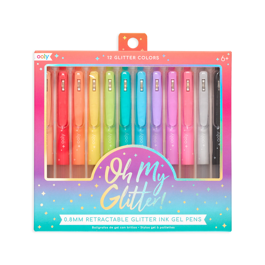 the package with 12 glitter ink gel pens