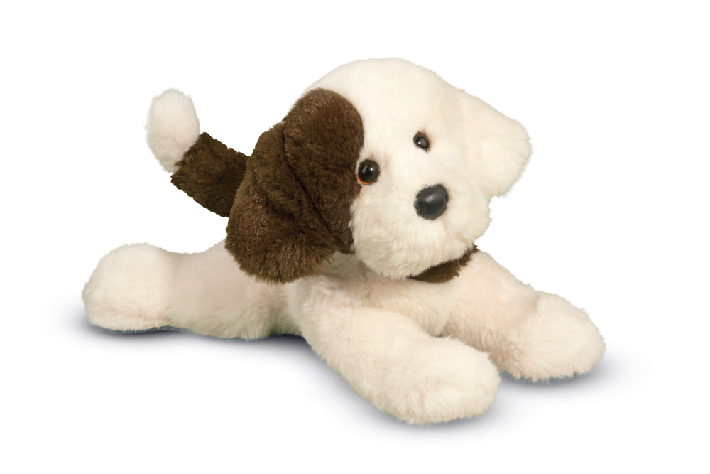 a brown and white stuffed toy puppy
