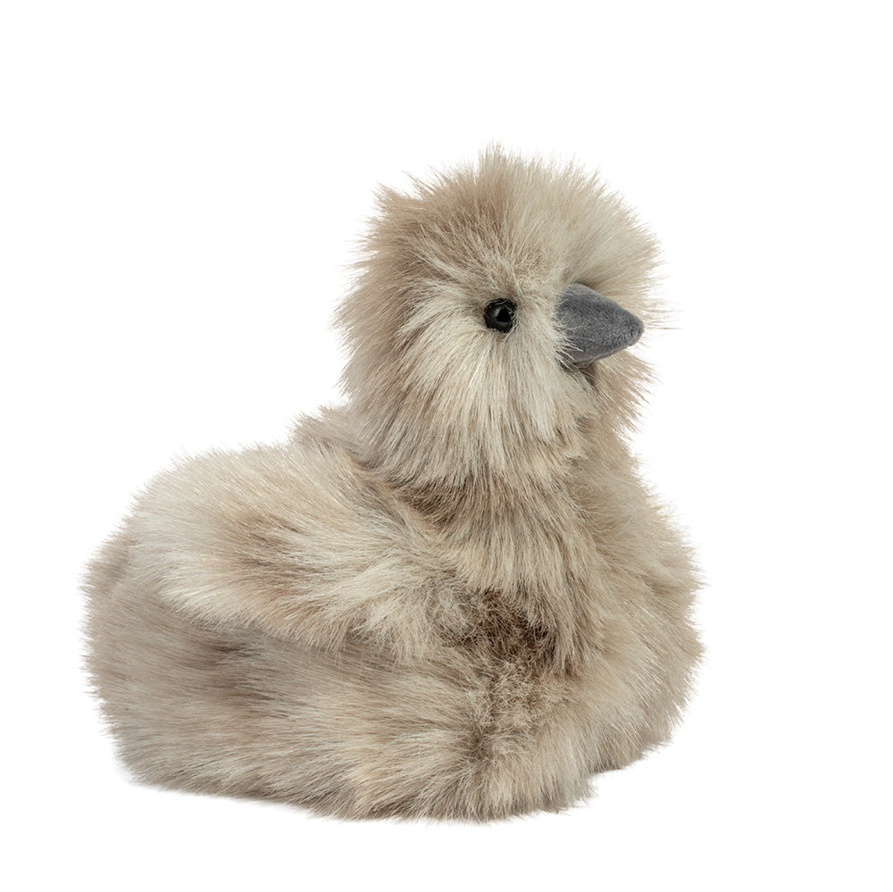 a gray fuzzy chick stuffed toy