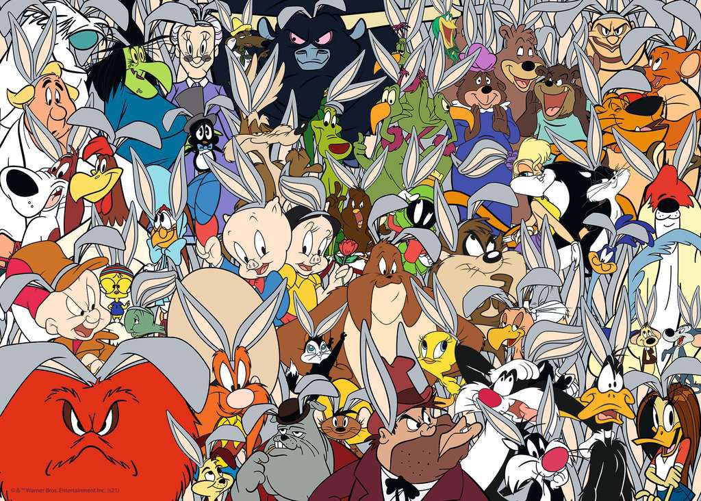 the puzzle art featuring a lot of looney tunes characters
