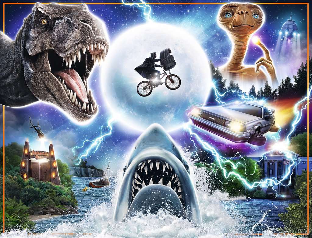 puzzle art showing universal amblin characters and scenes