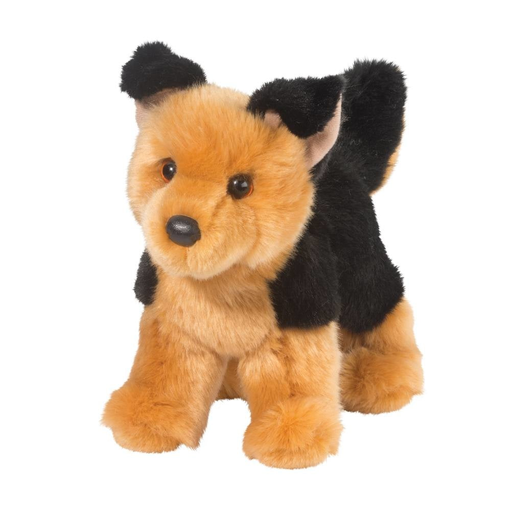 a brown and black german shepherd stuffed toy