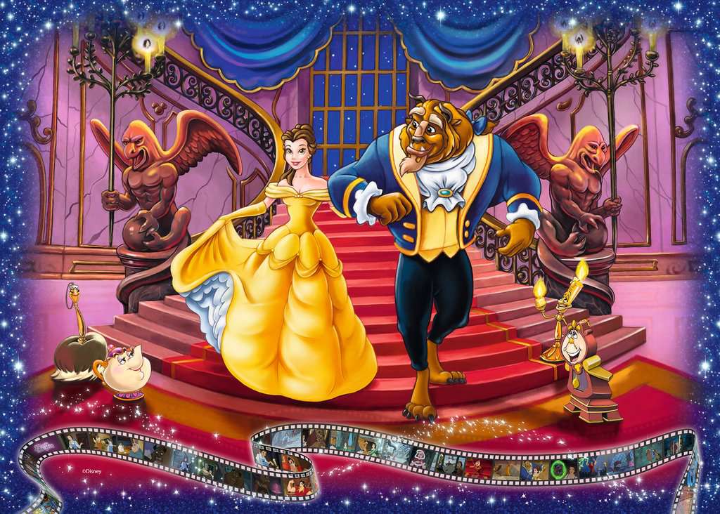 the puzzle art showing belle and the beast