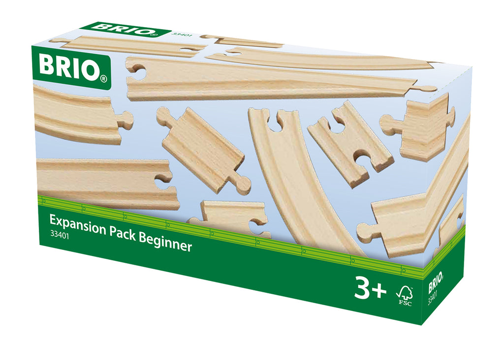 the box cover showing an assortment of wooden track pieces