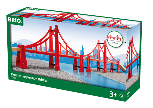 the package showing the red wooden suspension bridge