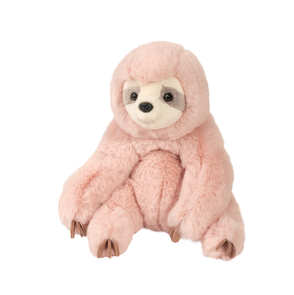 a pink sloth stuffed toy