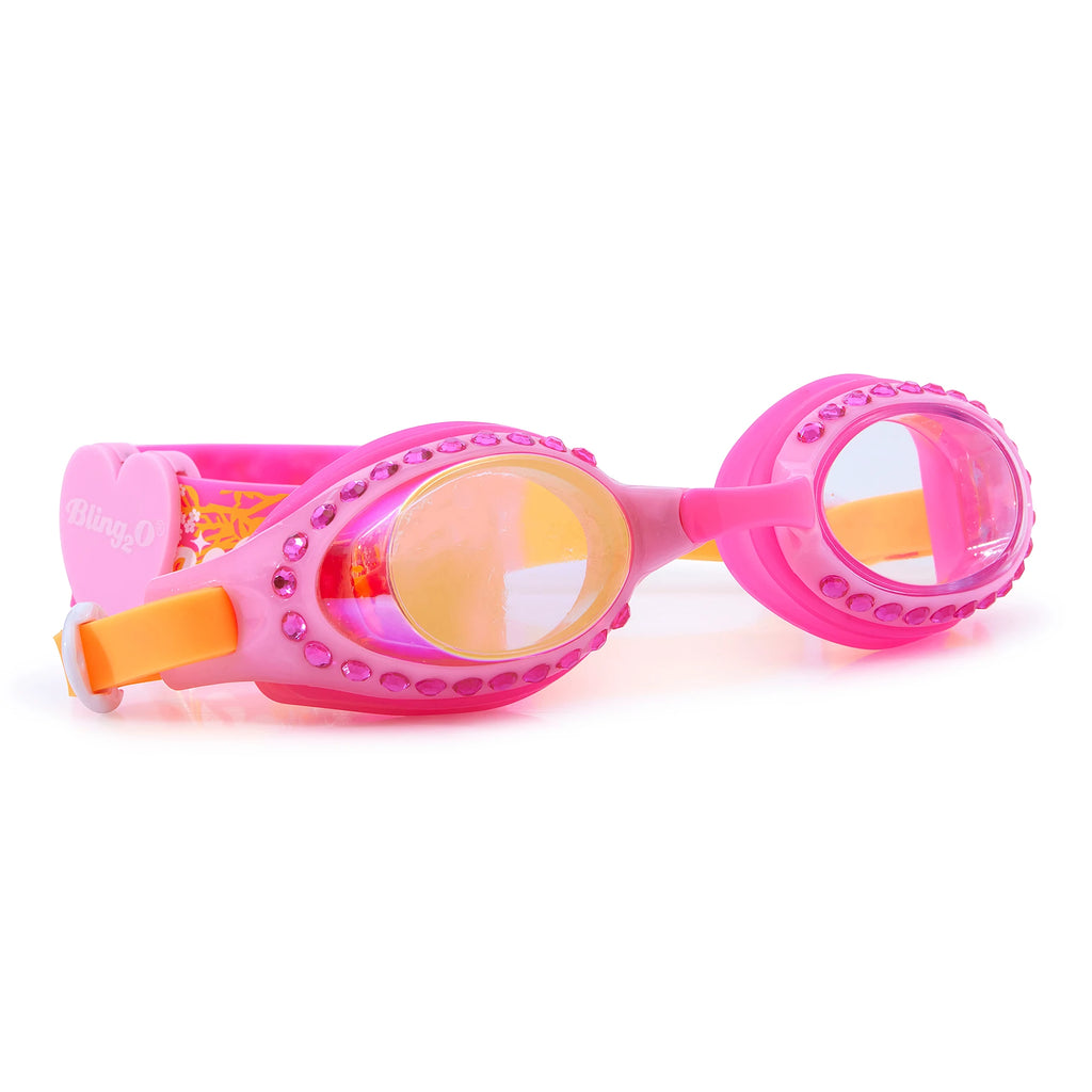 pink swim goggles with rhinestones