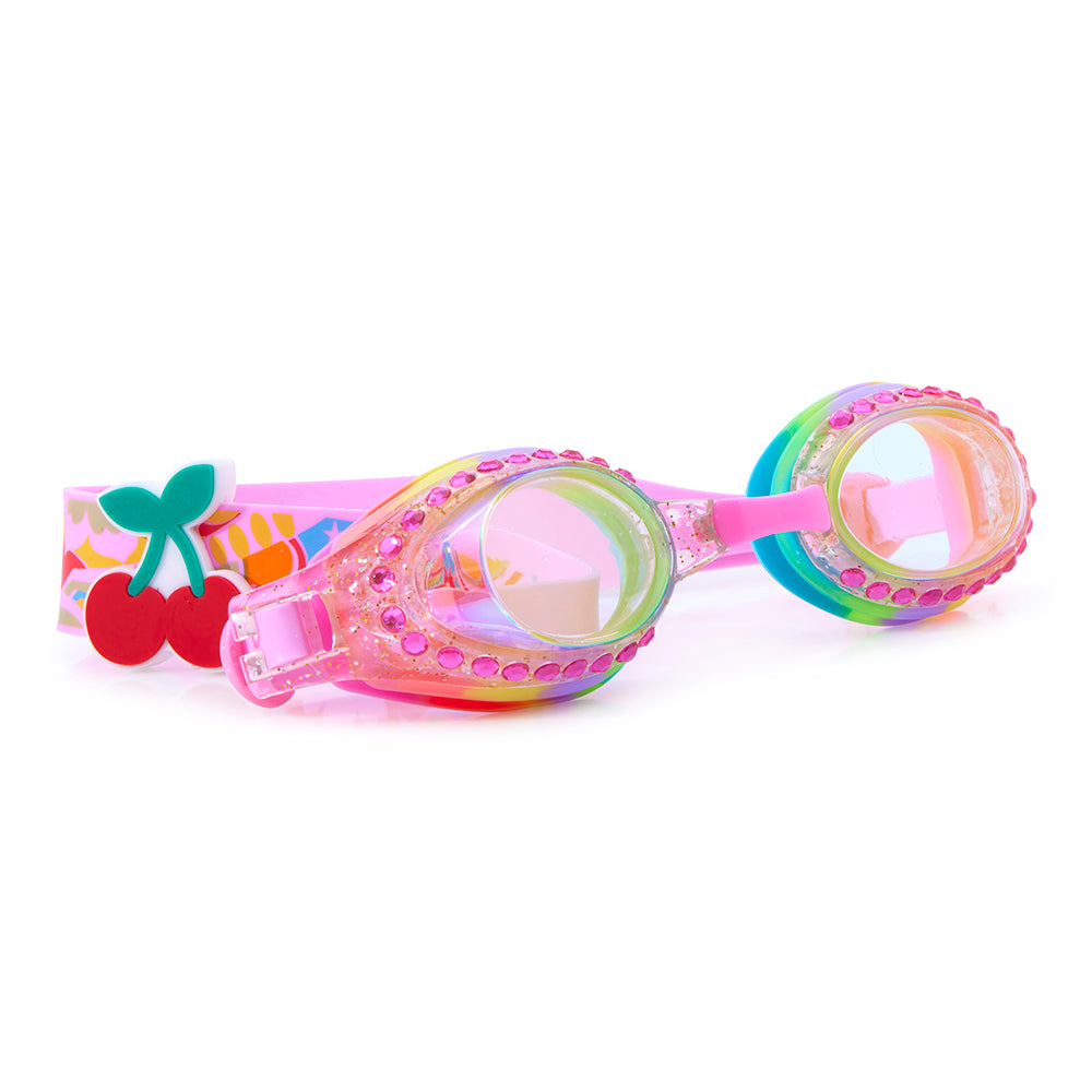 multi colored swim goggles 