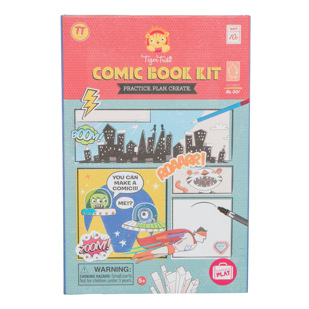the packaging of the comic book kit