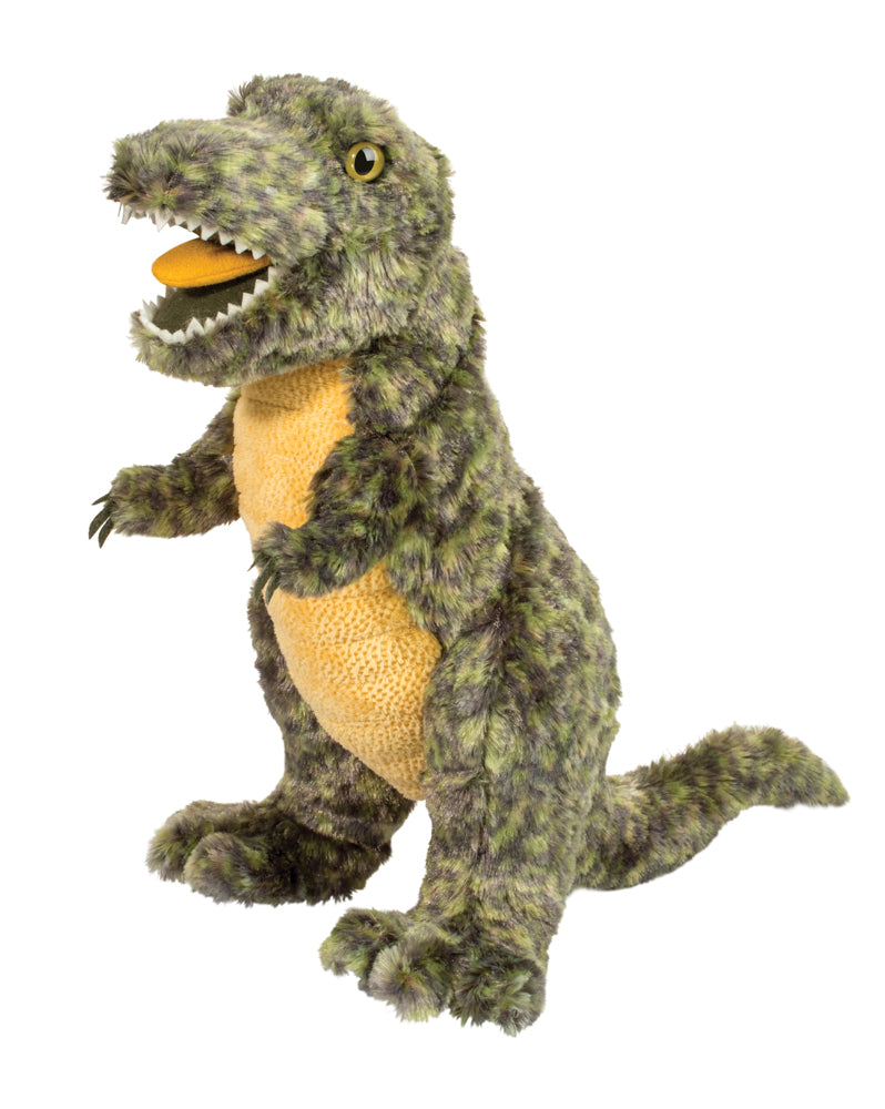 green tyrannosaurus rex stuffed toy