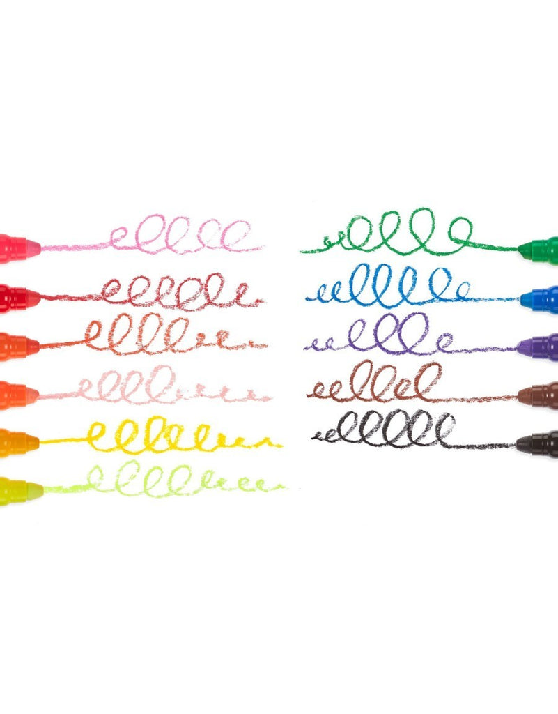 12 crayon tips with color swatches