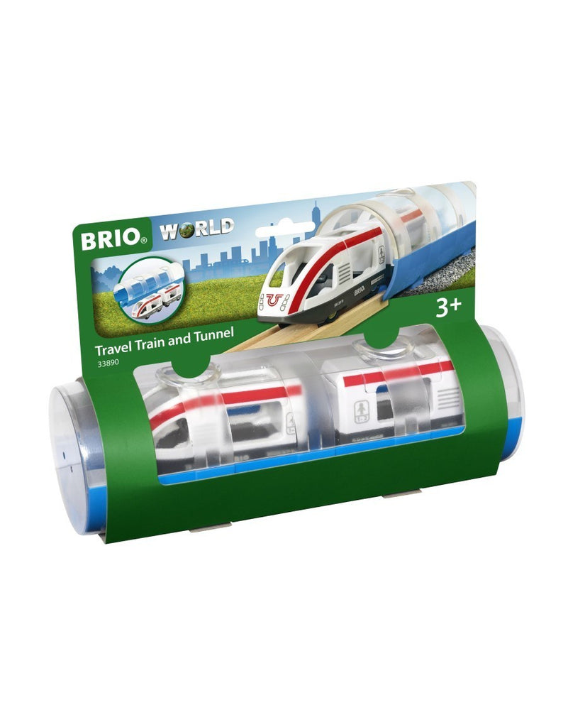 the package shows the clear tunnel with the travel train