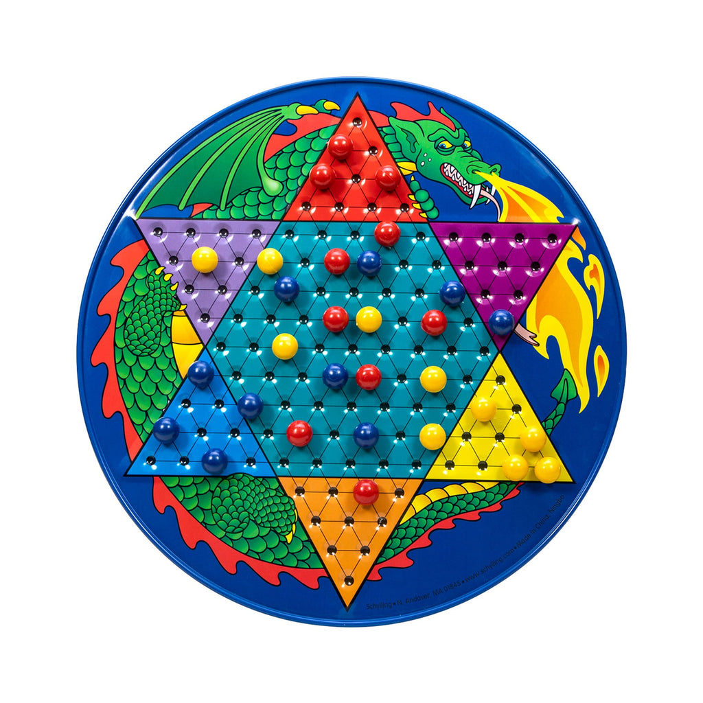 the chinese checkers board with pieces