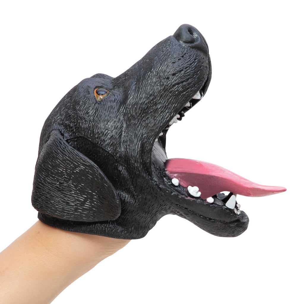 the black dog hand puppet
