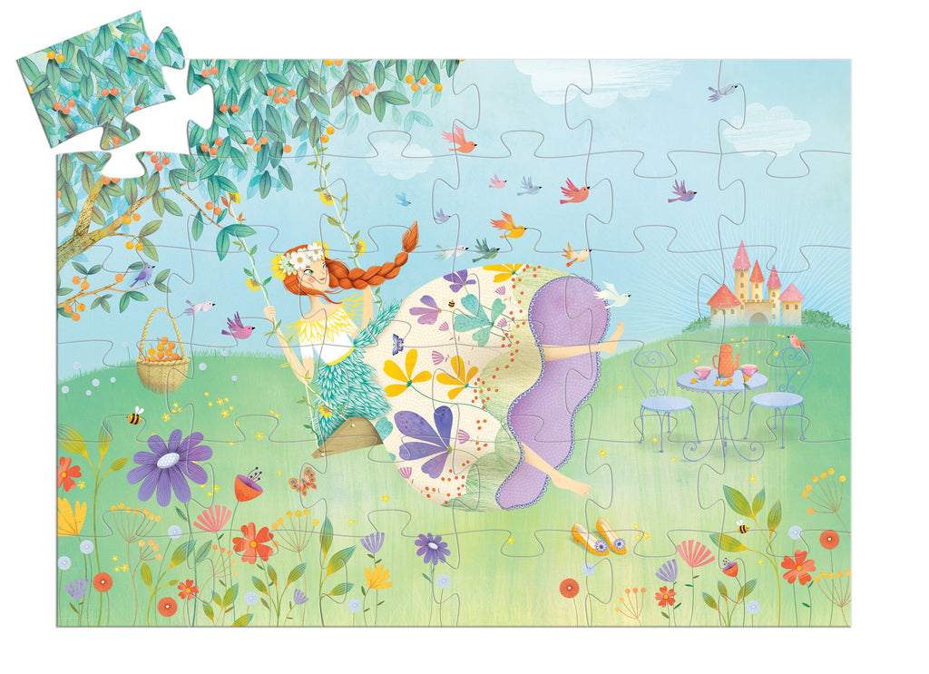 the full puzzle showing the princess of the spring on a swing