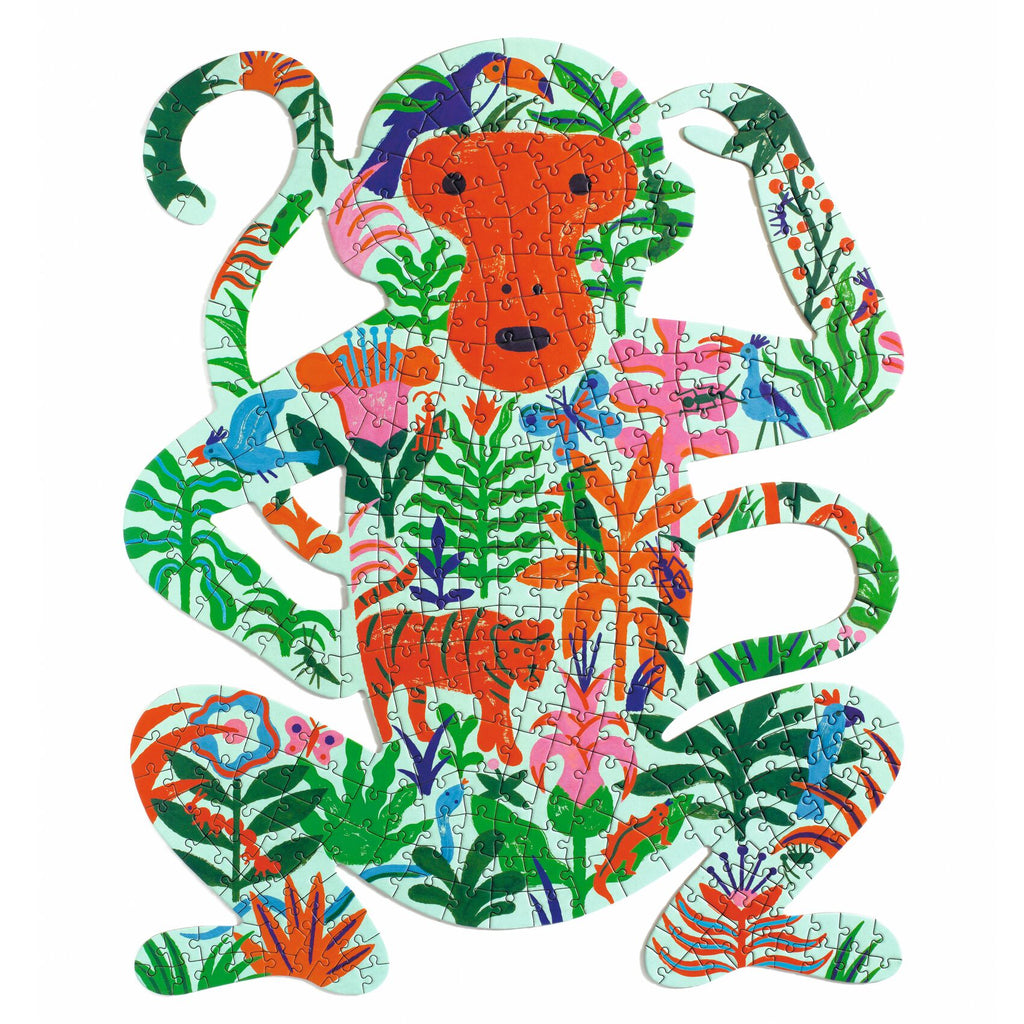 the full monkey puzzle in an illustrative style and silouhette