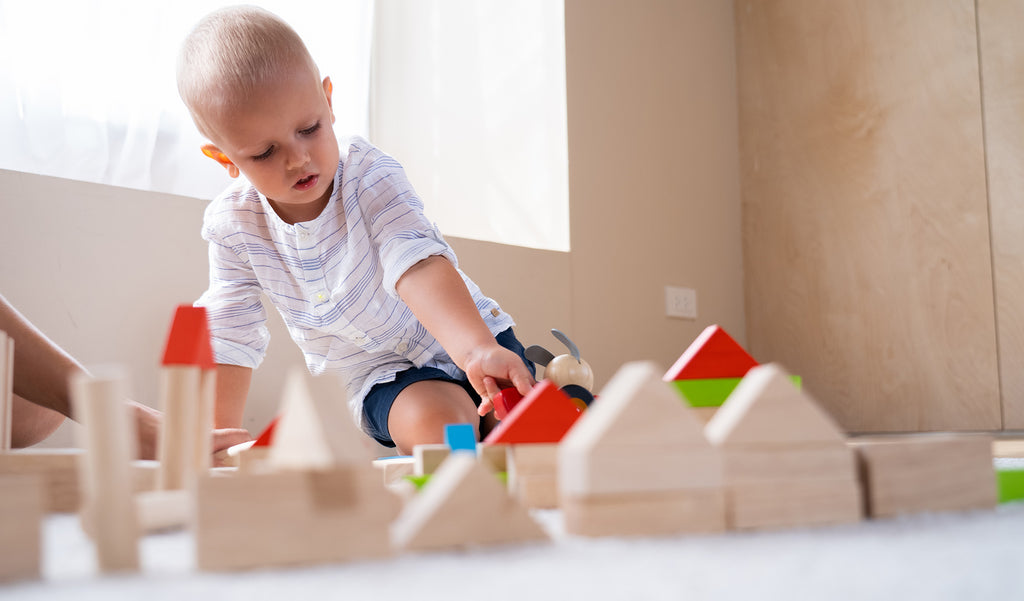 a child playing with the blocks