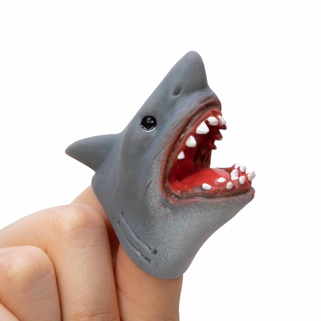 the finger puppet with mouth open