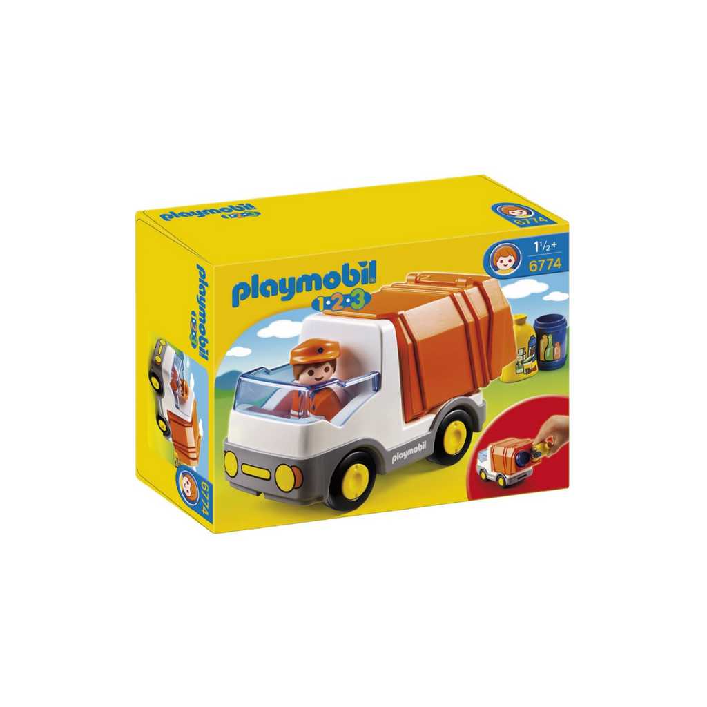 the box cover showing the recycling truck toy
